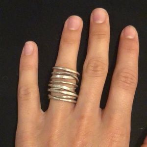 Brushed silver woven ring